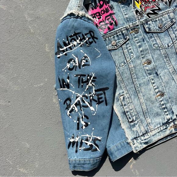 Hard Rock Cafe Bad Girl Vog Paris Catwoman Denim Jean Two Tone Jacket Blue B LG - Picture 8 of 9